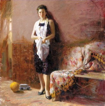 150の主題の芸術作品 Painting - ピノ・ダエニ 立っている美しい女性 女性
